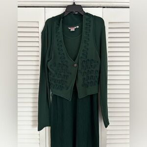 Vintage 90’s Green Vest And Dress Set